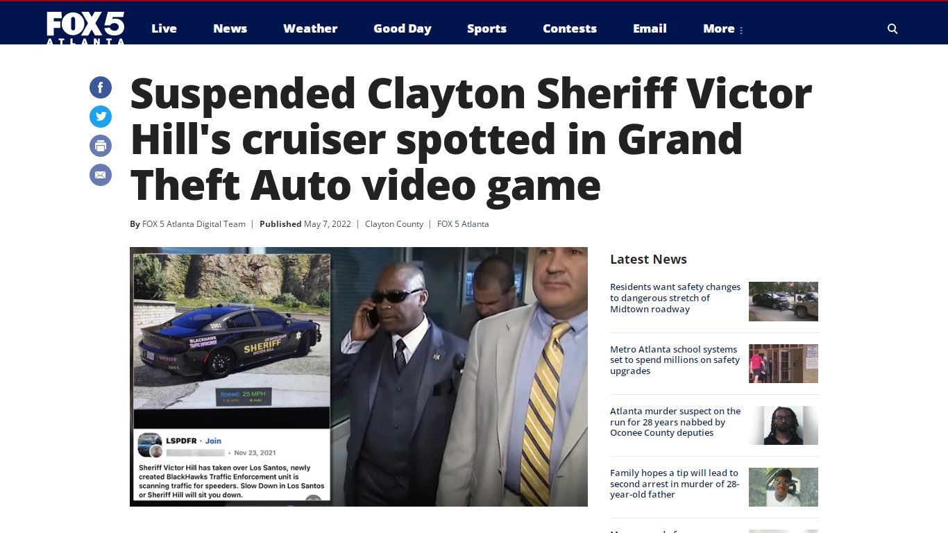 Suspended Clayton Sheriff Victor Hill's cruiser spotted in Grand Theft ...